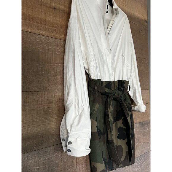 RTA NICCOLA COMBO DRESS WHITE/ CAMO SIZE M - Picture 10 of 14